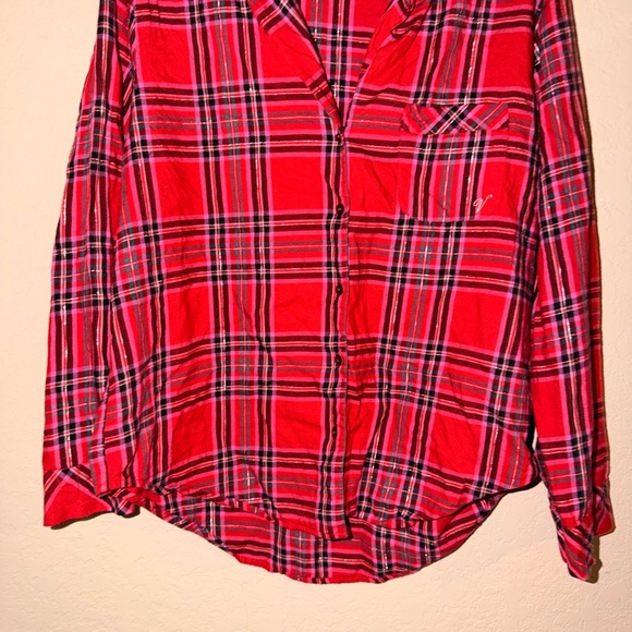 Victoria's Secret Plaid Button Front Shirt With Matching Pants- Size Medium - Picture 5 of 15